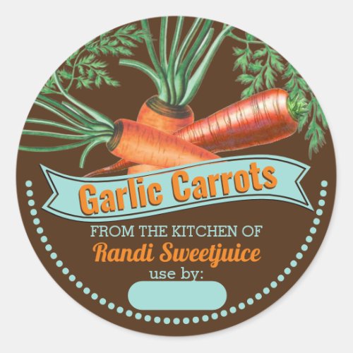 Carrots personalized home canning homemade by classic round sticker