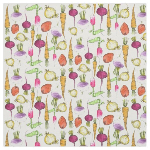 Carrots Potatoes Beets Radish Root Vegetables Fabric