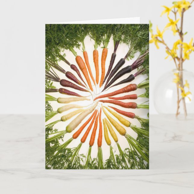 Carrots Rainbow Pattern Colorful Vegetable Garden Card (Yellow Flower)