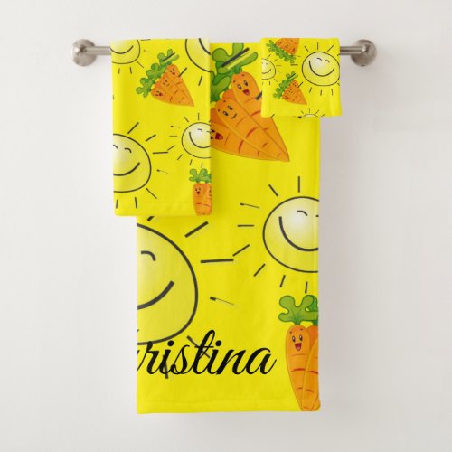 Carrots Sun Yellow Wash Hands Bathroom Towel Sets