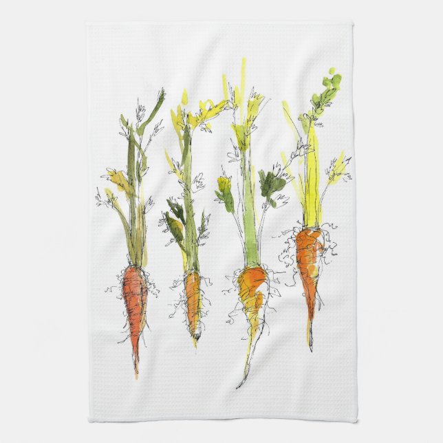 Carrots Vegetable Garden Illustration Kitchen Art Towel (Vertical)