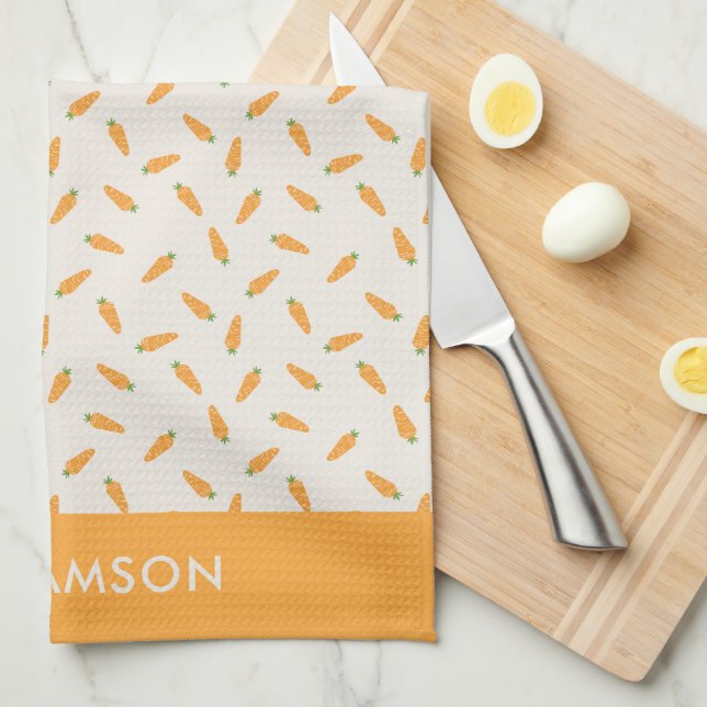 Carrots Vegetables pattern personalized Kitchen Towel (Quarter Fold)