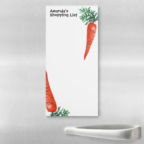 Carrots Watercolor Custom Grocery Shopping List Magnetic Notepad