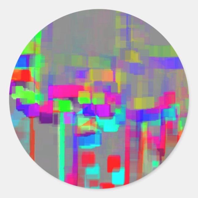 "Carrousel"  Geometric Art Classic Round Sticker (Front)