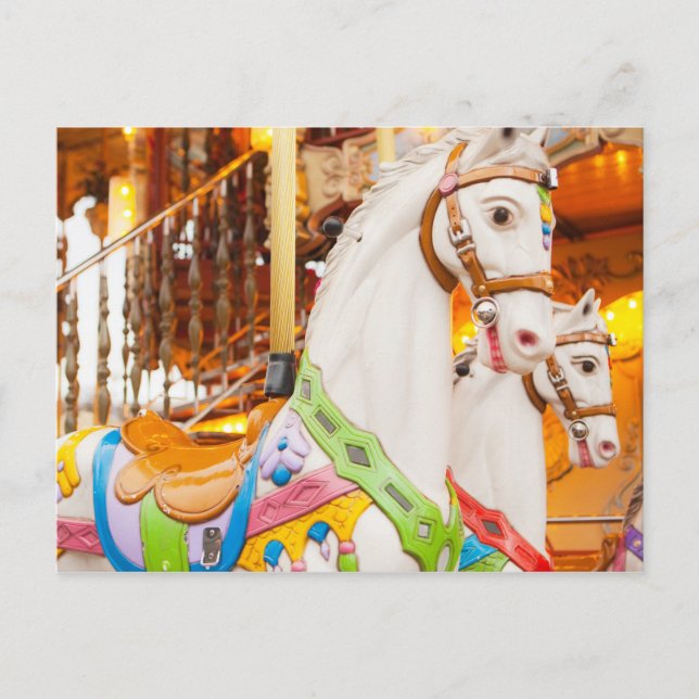 Carrousel horse Vintage Merry go round Postcard (Front)