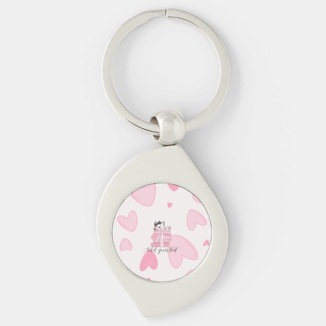 Carry Love & Books – Cat Metal Keychain (Front)