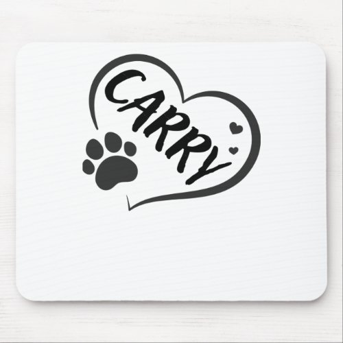 Carry Name In A Heart With A Paw  Mouse Pad