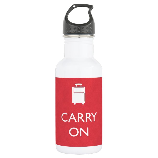 CARRY ON - Luggage - Funny Red Stainless Steel Water Bottle (Front)