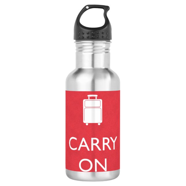 CARRY ON - Luggage - Funny Red Water Bottle (Front)