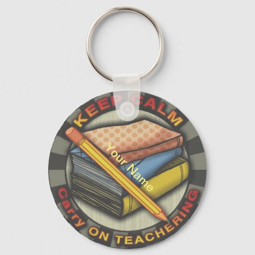 Carry On Teachering Books custom name keychain