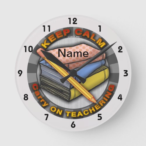 Carry On Teachers Books custom name Clock