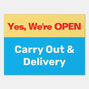 Carry Out Delivery Open for Business Sign