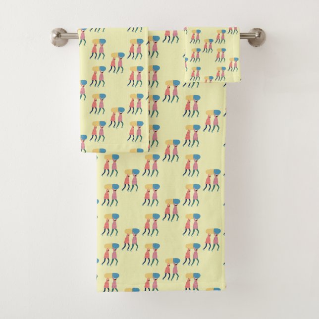 Carrying A Pill Pattern Bath Towel Set (Insitu)