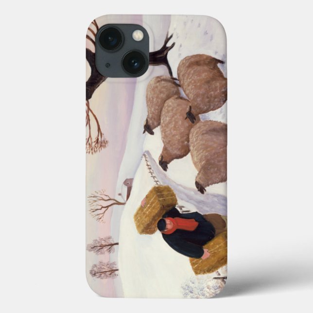 Carrying Hay to the Sheep in Winter Case-Mate iPhone Case (Back)