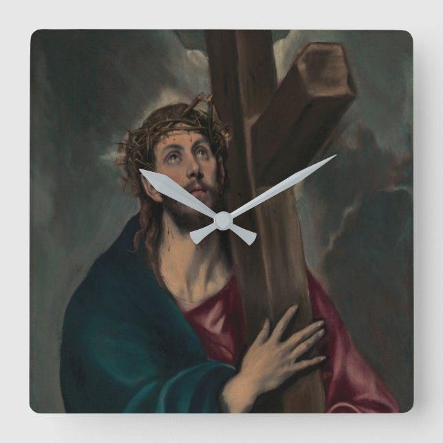 Carrying the Cross Square Wall Clock (Front)
