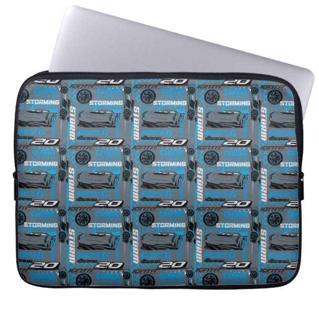 Cars 3 | Jackson Storm - Storming Through Pattern Laptop Sleeve (Front)