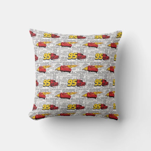 Cars 3  Lightning McQueen 95 Pattern Throw Pillow