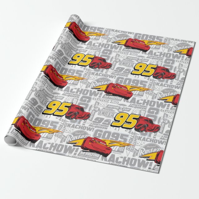 Cars 3 | Lightning McQueen 95 Pattern Wrapping Paper (Unrolled)