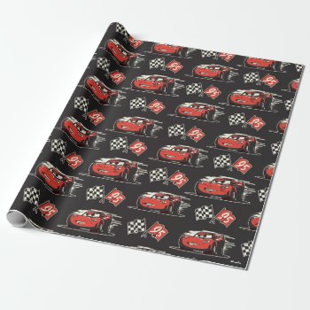 Cars 3 | Lightning Mcqueen Flag Pattern Wrapping Paper by DisneyPixarCars at Zazzle