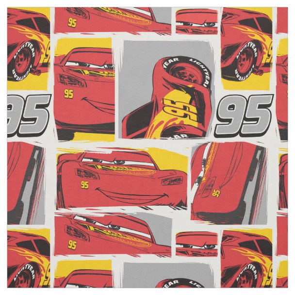 Cars 3 Lightning McQueen Flag Pattern Fabric Zazzle