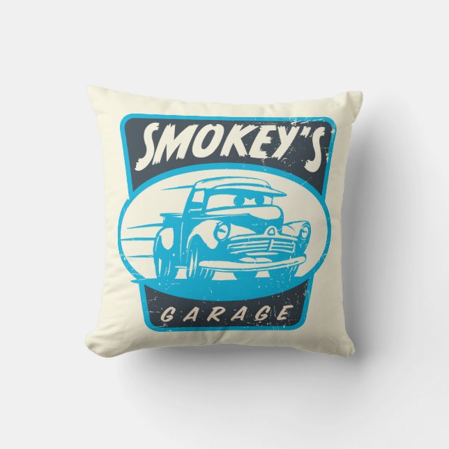 Cars 3 | Smokey's Garage Throw Pillow (Front)