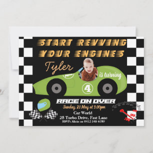 Cars 4th Birthday Boys invitation