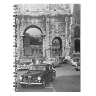 Cars and ancient monuments Rome Italyvintage, ital Notebook