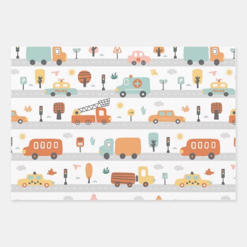 Cars and boats Wrapping Paper for Kids