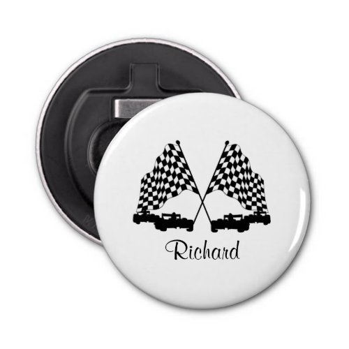 Cars and Checker Flag Race Personal Bottle Opener
