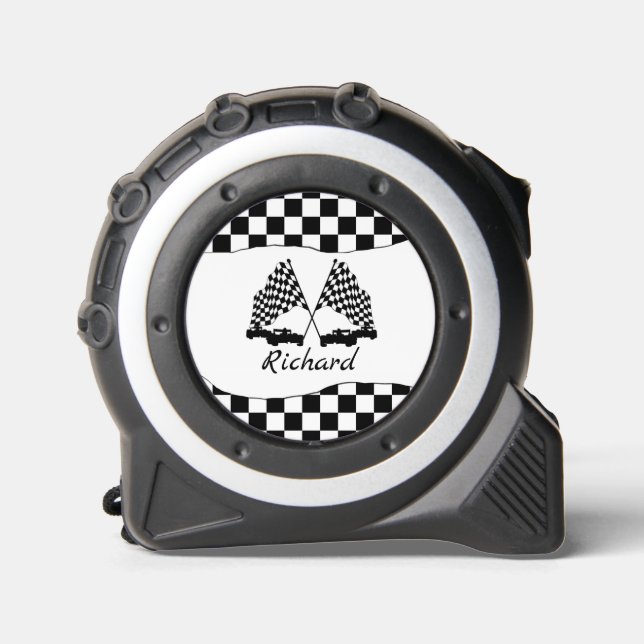 Cars and Checker Flag Race Personal Tape Measure (Front)