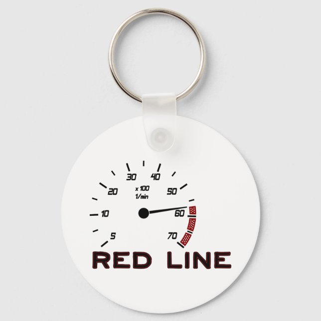 Cars and Driving - Red Line with Tachometer Keychain (Front)