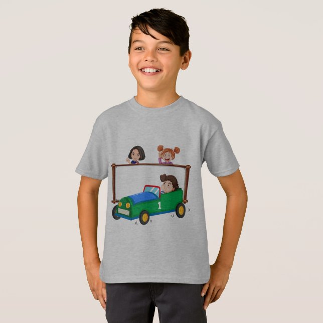 Cars and kids printed boy T-shirt (Front Full)