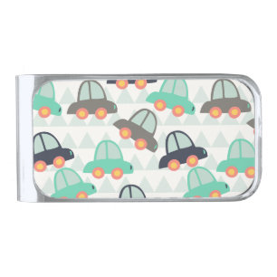 Cars and More Cars Silver Finish Money Clip