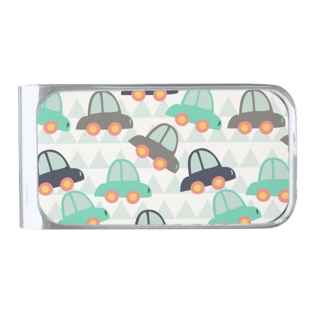 Cars and More Cars Silver Finish Money Clip (Front)