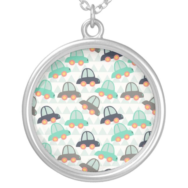 Cars and More Cars Silver Plated Necklace (Front)