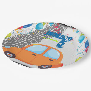 Cars and tracks Birthday design Paper Plates