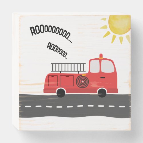 Cars and Trucks Fire Truck Wood Box Sign