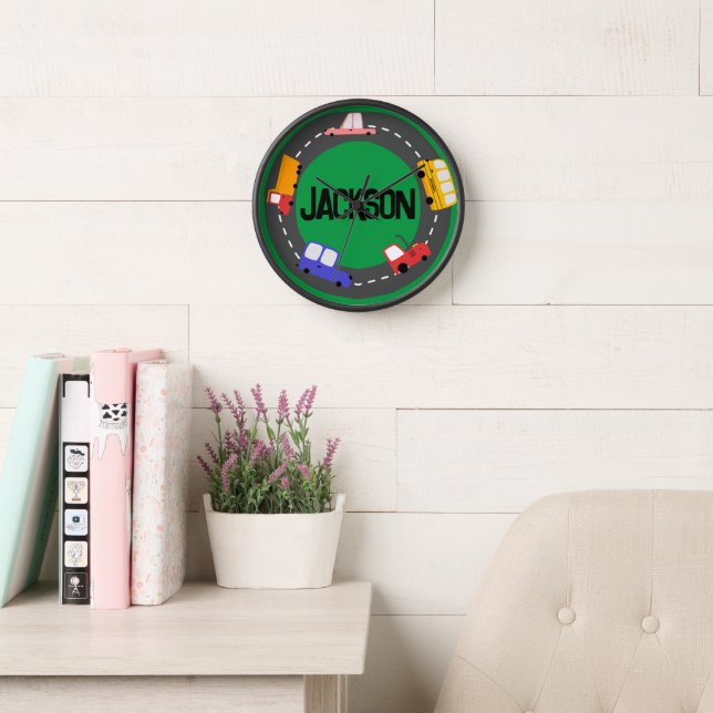Cars and Trucks Primary Colors Kids Clock (Reading Room)