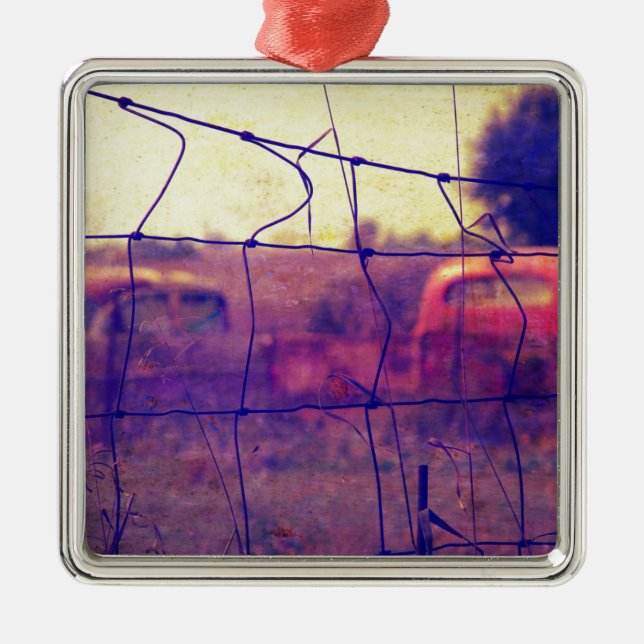 Cars and Trucks Rusting Away Metal Ornament (Front)