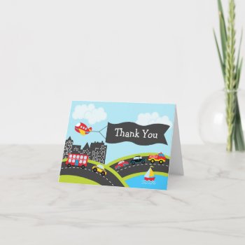Cars And Trucks Thank You Card by eventfulcards at Zazzle