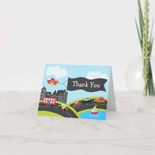 Cars and Trucks Thank You Card
