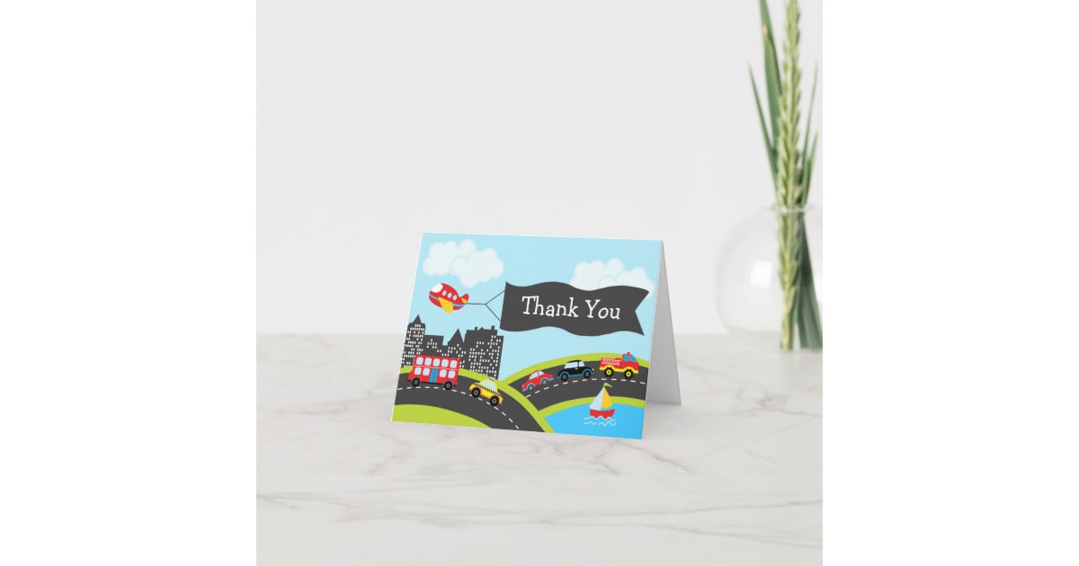 Cars and Trucks Thank You Card | Zazzle