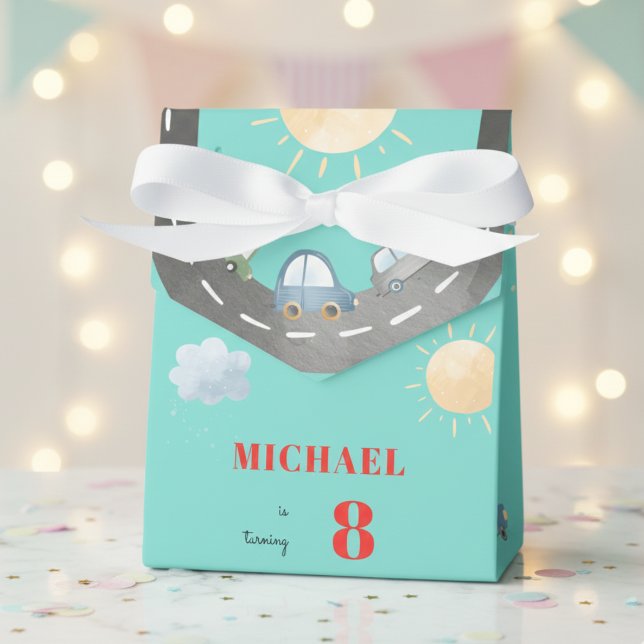 Cars and vehicles on the road boy birthday favor boxes (Creator Uploaded)
