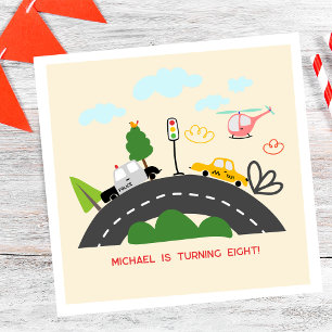 Cars and vehicles race boy birthday napkins