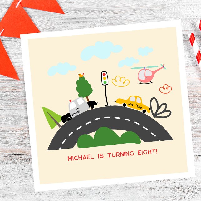 Cars and vehicles race boy birthday napkins (Creator Uploaded)