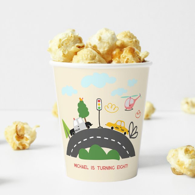 Cars and vehicles race boy birthday paper cups (Creator Uploaded)