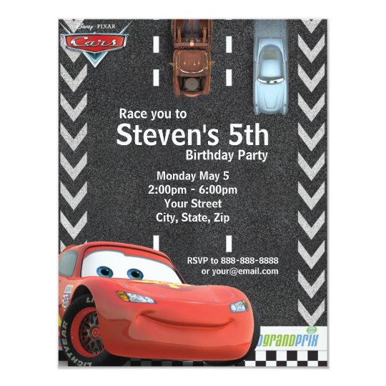 Cool And Unique Design With Disney Cars Sample Invitation For