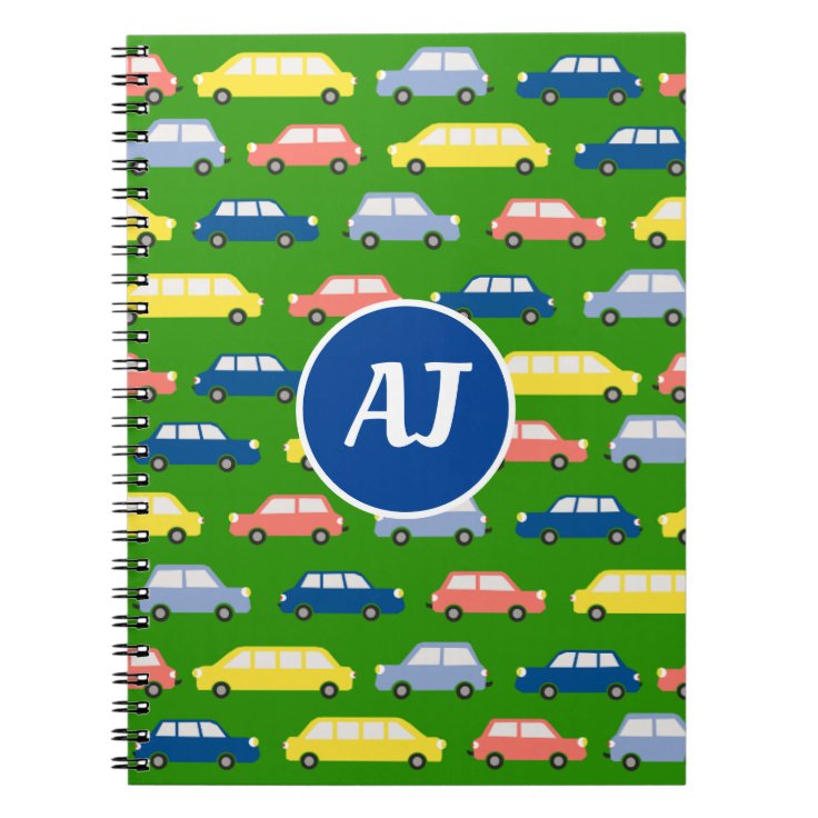 Cars Cartoon Initials Notebook | Zazzle