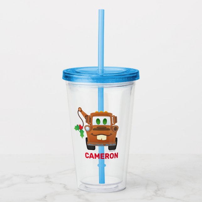 Cars Christmas | Mater Tow Truck Acrylic Tumbler (Front)