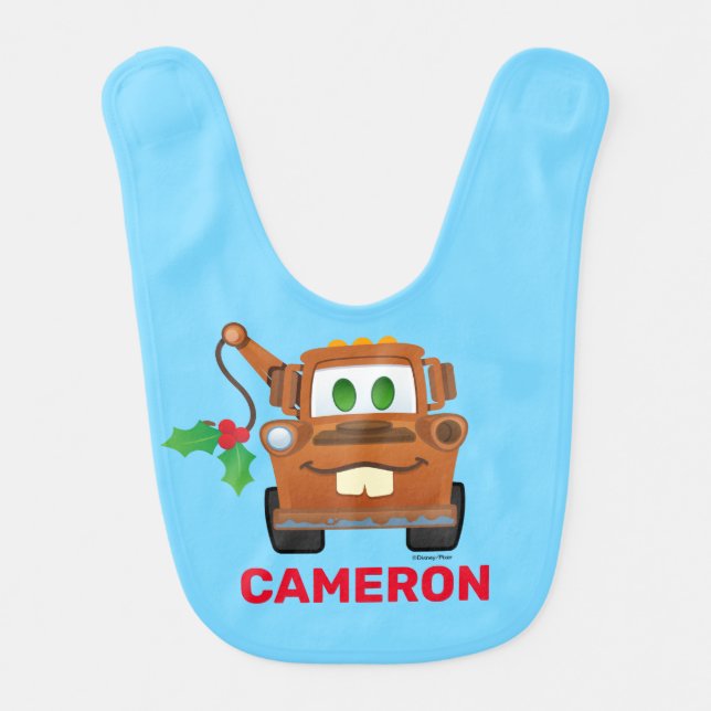 Cars Christmas | Mater Tow Truck Baby Bib (Front)